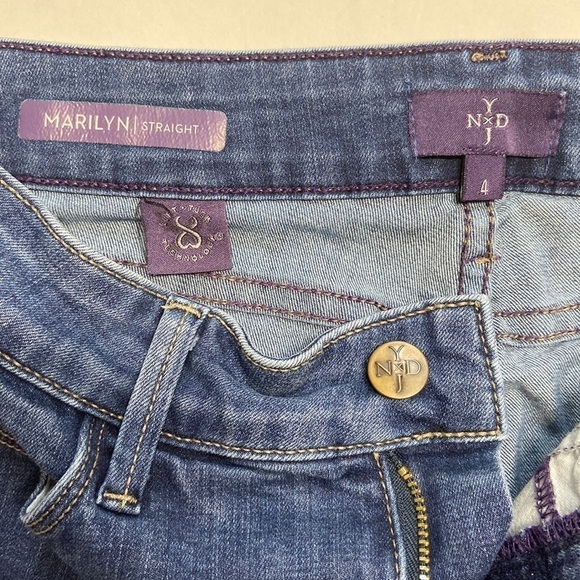 NYDJ Marilyn Straight High Rise Straight Leg Dark Wash Lift Tuck Denim Jeans - Picture 7 of 16